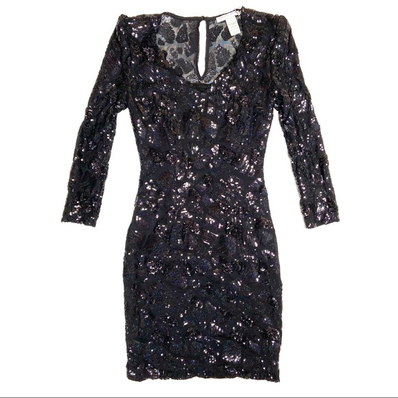 Alberto Makali Dresses & Skirts - ALBERTO MAKALI Black and Iridescent Sequined Cocktail Dress